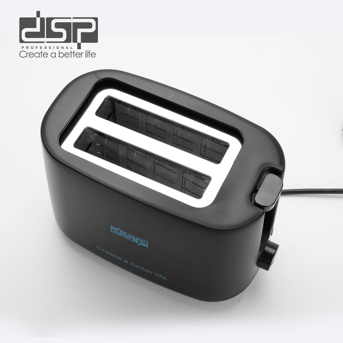DSP KC2080, 750W 2-Slice Sandwich Toaster, Black