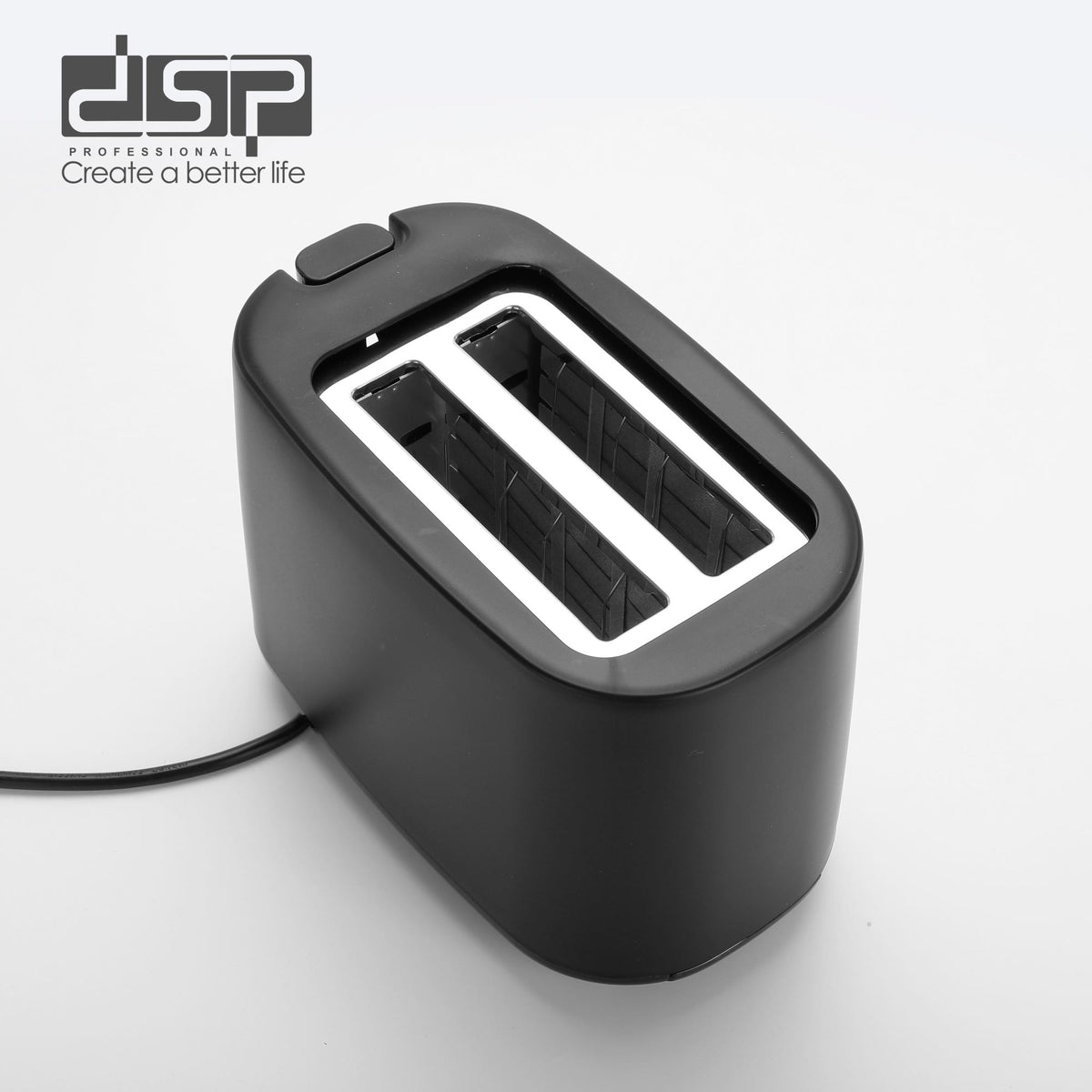 DSP KC2080, 750W 2-Slice Sandwich Toaster, Black