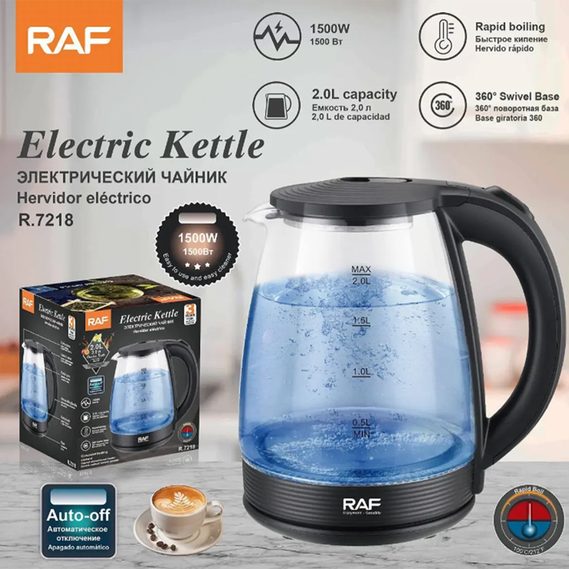 RAF R.7218 Electric Kettle – 1500W / 2.0L