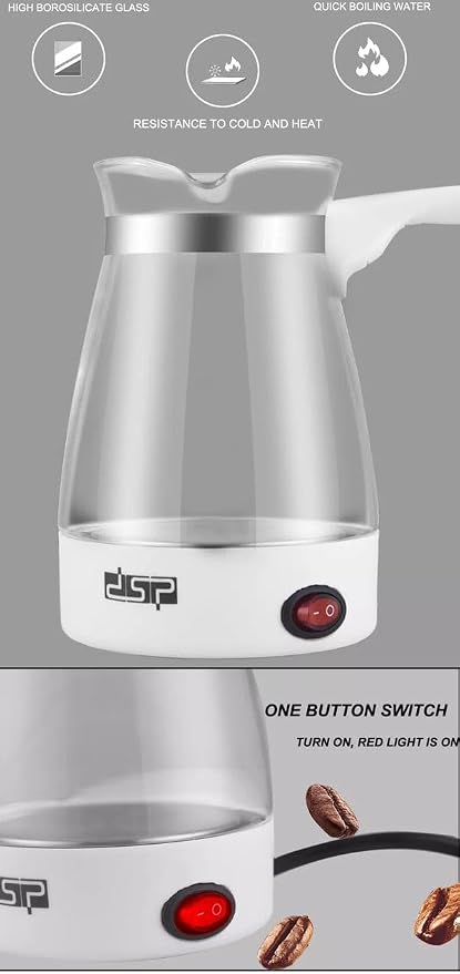 DSP KA3037 Glass Turkish Coffee Maker, 600 Watts - Assorted Colors