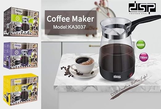 DSP KA3037 Glass Turkish Coffee Maker, 600 Watts - Assorted Colors