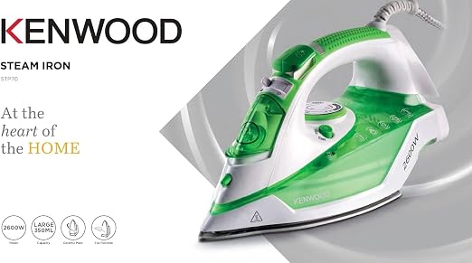 Kenwood 2600W 350 ml Steam Iron, Ceramic Sole Panel, Environmental Function, 45/140g Steam Power, Anti-Distillation,