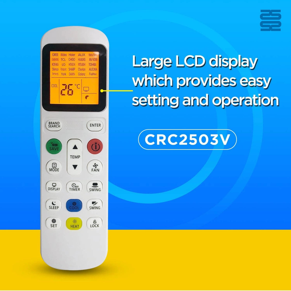 Universal Air Conditioner Remote Control CRC2503V Compatible with All Brands