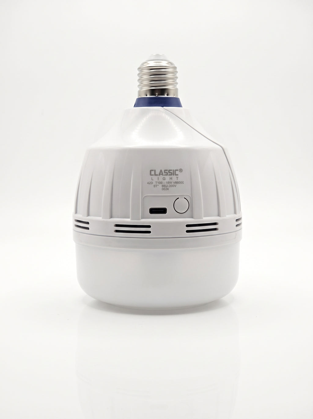 CLASSIC LIGHT REVO 15W Emergency LED Bulb (1500lm, T100) – Rechargeable Dual-Battery Backup Light