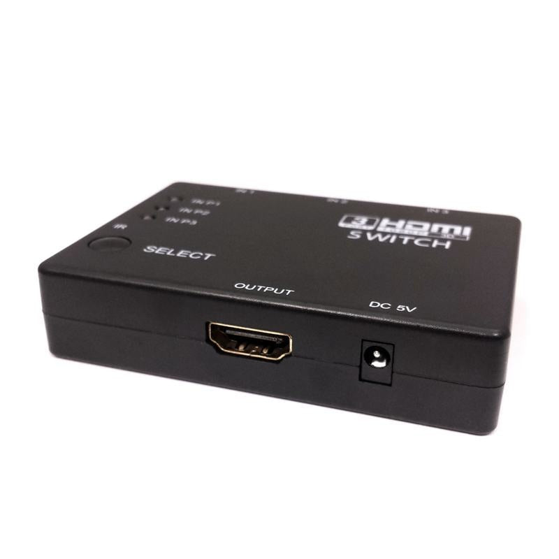 3-Port HDMI Switch 1080P 3D Video Selector with IR Remote Control