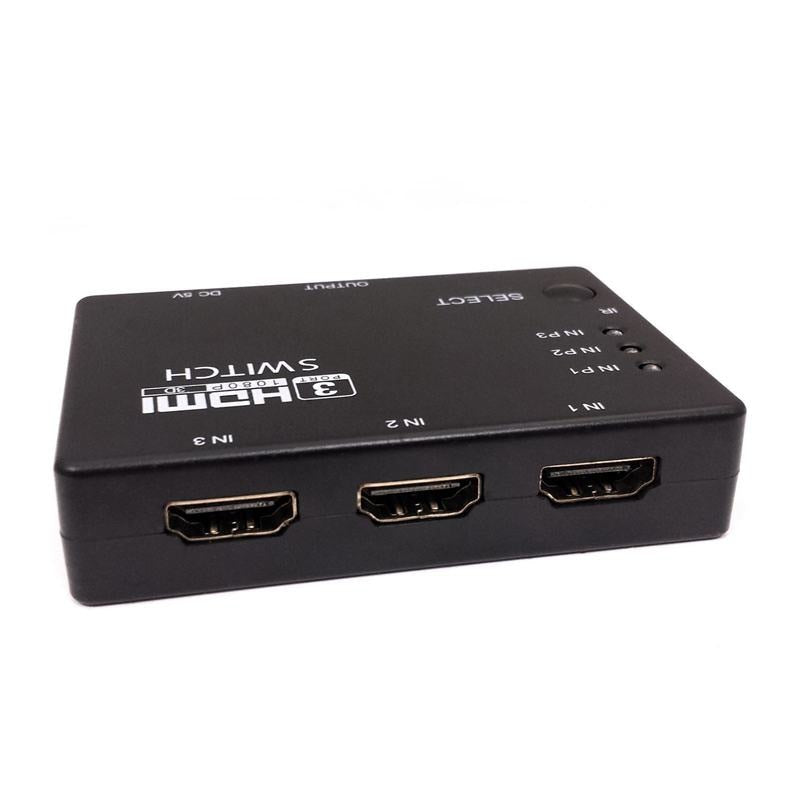 3-Port HDMI Switch 1080P 3D Video Selector with IR Remote Control