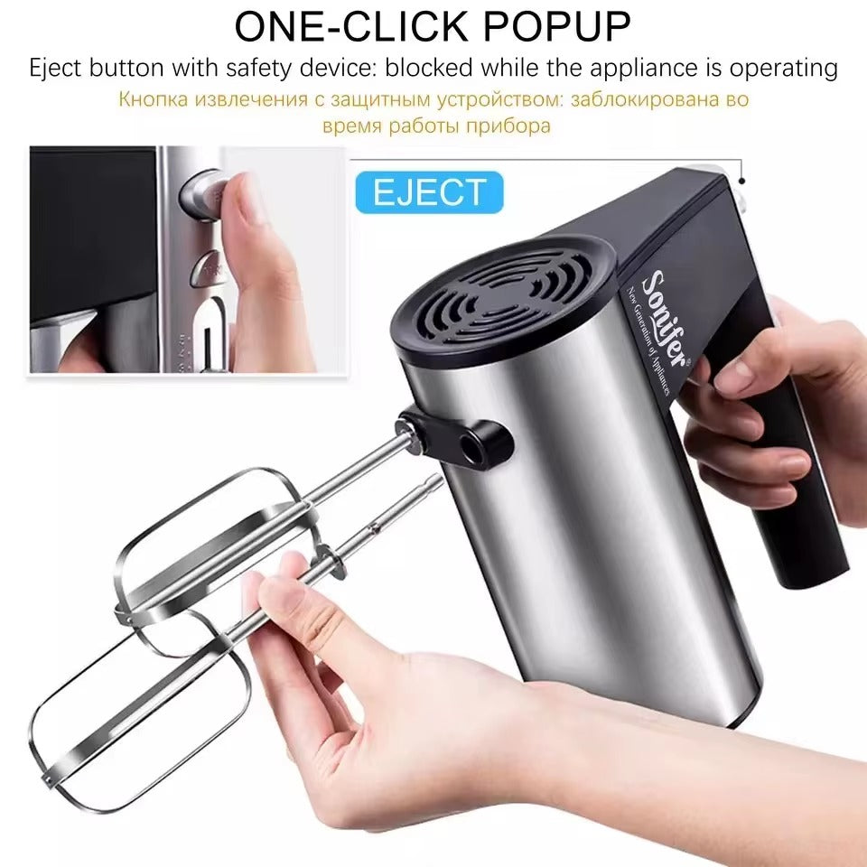 Sonifer SF-7002 Home Mixer 300w With Holder Egg Dough Hook Beater 5 Speed Control Electric Cake Hand Mixer