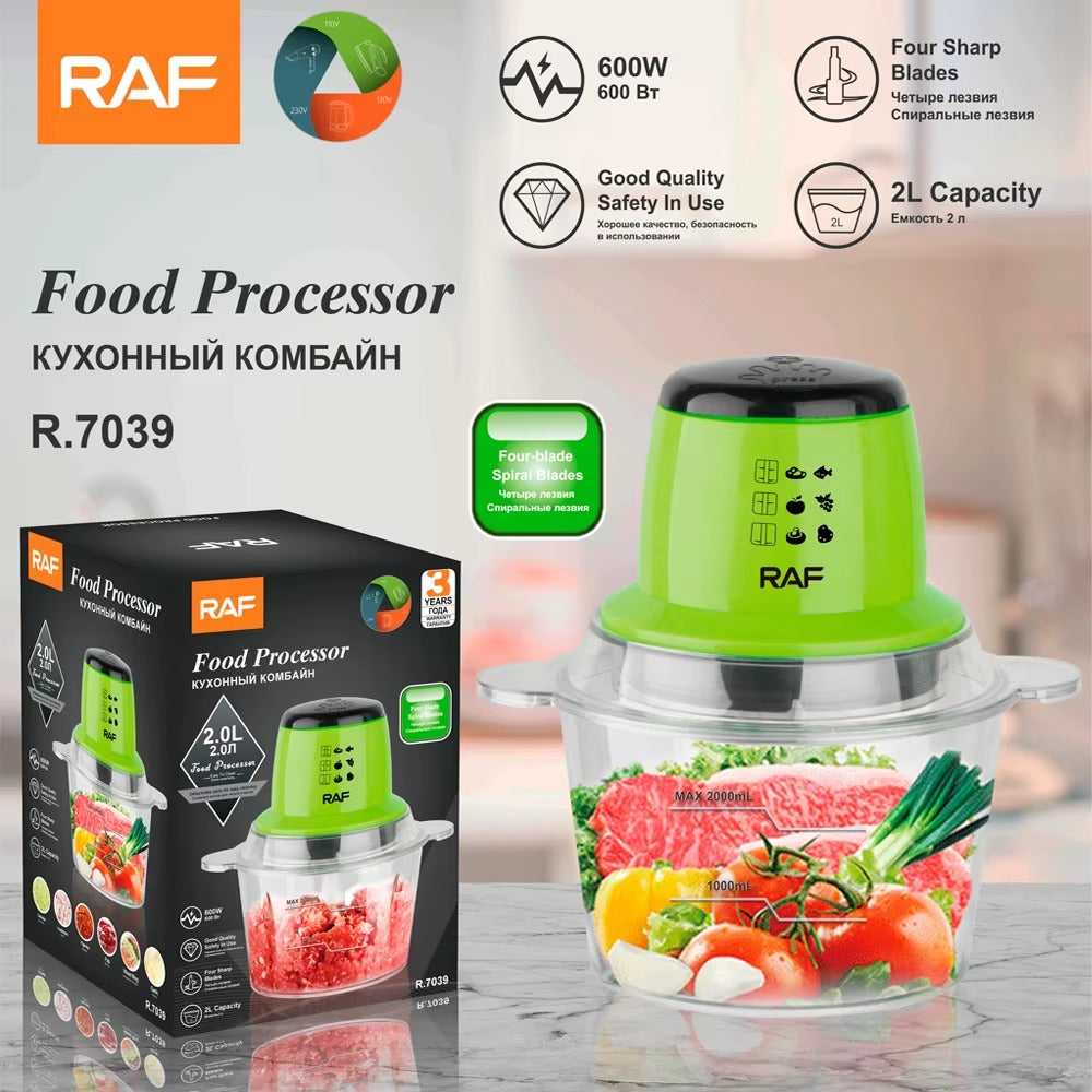 RAF R.7039 2L Glass Blend Chopper Multifunctional Kitchen Electric Fruit Powerful Food Electric Chopper