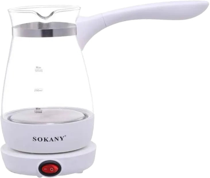 Sokany Electric Glass Coffee Pot, 600 Watt, White, YLW-607