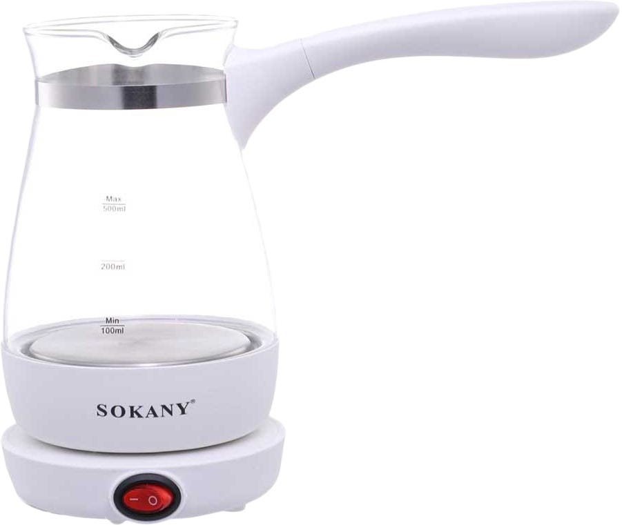 SOKANY YLW-606 Pyrex Coffee Maker, 600 watt, 500 ml - White