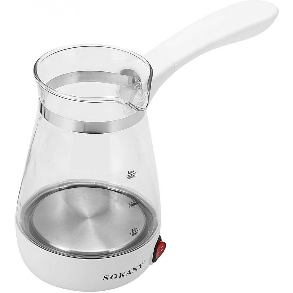 SOKANY YLW-606 Pyrex Coffee Maker, 600 watt, 500 ml - White
