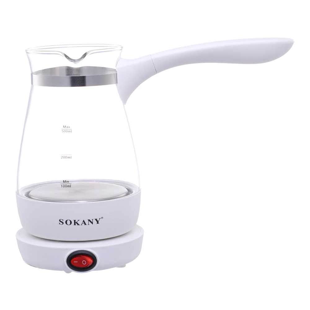 SOKANY YLW-606 Pyrex Coffee Maker, 600 watt, 500 ml - White