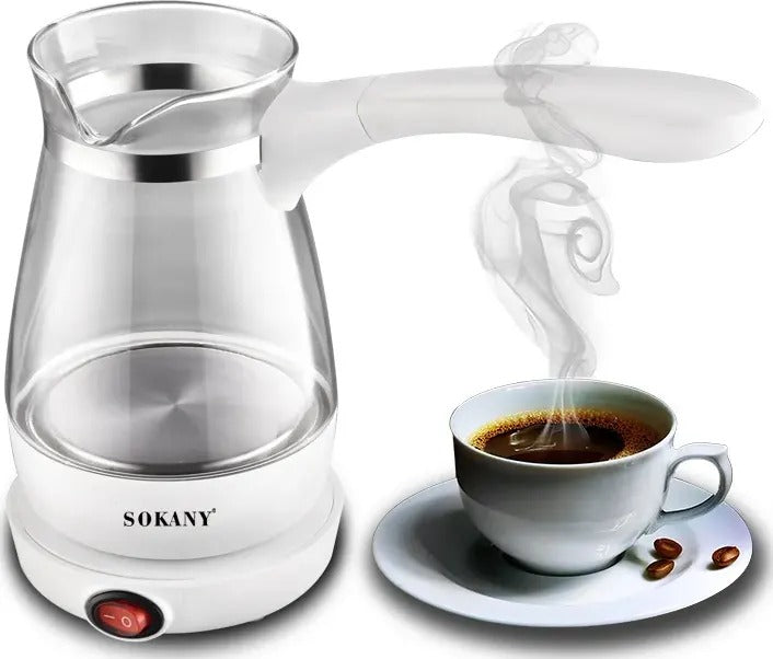 Sokany Electric Glass Coffee Pot, 600 Watt, White, YLW-607
