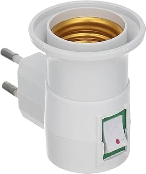 EU Plug to E27 Light Bulb Socket Adapter with ON/OFF Switch (Direct Wall Plug-In Lamp Holder)