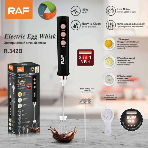 RAF, R-342W Electric Foam Maker And Egg Whisk 80W, Rechargeable