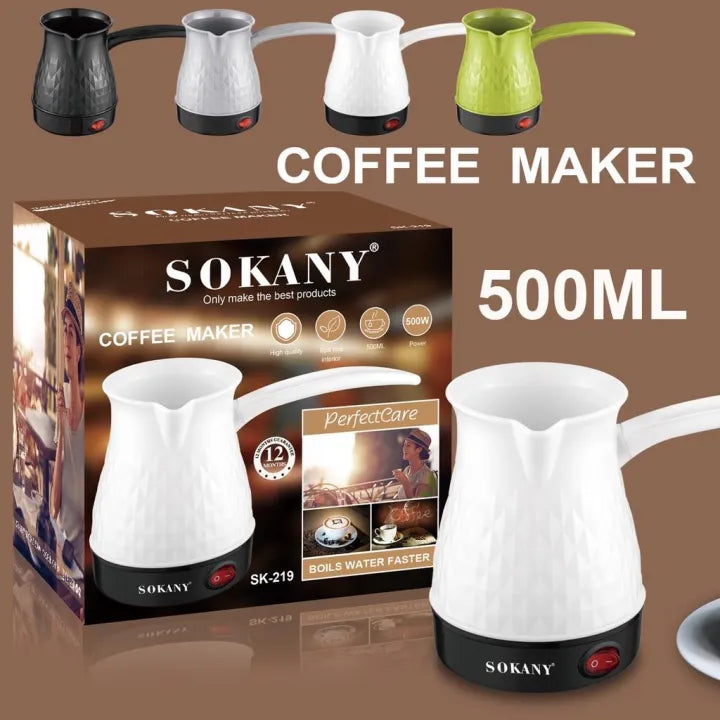 Sokany SK-219 Electric Coffee Pot with Elegant Plastic Construction and Convenient Brewing Technology for Traditional Coffee