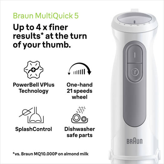 Braun MultiQuick 5 Hand Blender 1000 W with 500 ml Chopper White MQ  50236M