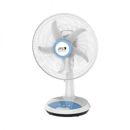 JTC Rechargeable Table fan with 4 Pieces LED & Timer & USB Port White 14inch JF-5401B