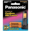 Panasonic Rechargeable AAA Batteries for DECT Phones, 2-Pack