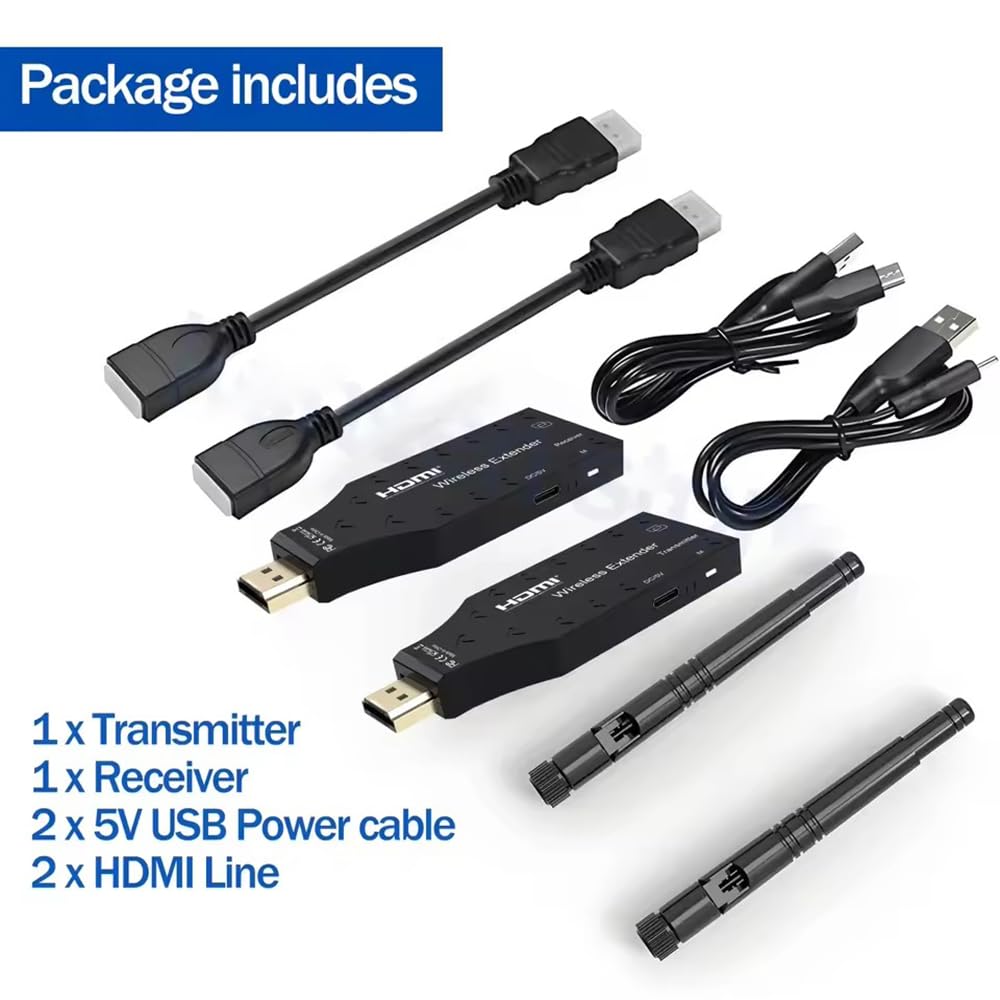 Wireless HDMI Transmitter and Receiver, Plug and Play, 150M/492FT Long Range 2.4G/5G 1080P HD Output Wireless HDMI Extender Kit